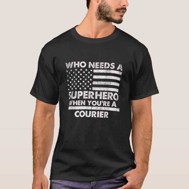 Camiseta Funny Courier Superhéroe Vintage Tee Para Hombres  (Anverso)