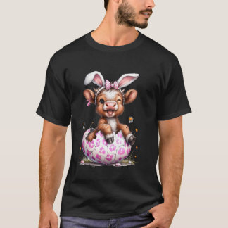 Camiseta Funny Cow Easter Rabbit Cute Highland Cows Lover E