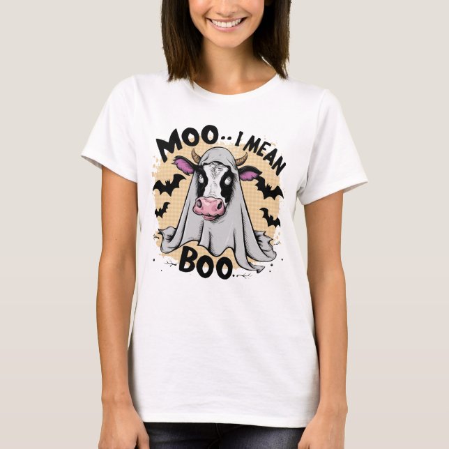 Camiseta Funny Cow Ghost Halloween Pun (Anverso)