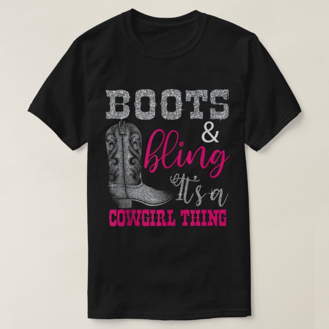 Camiseta Funny Cowgirl Boots Bling Women Gift Cute Love Cou (Diseño del anverso)