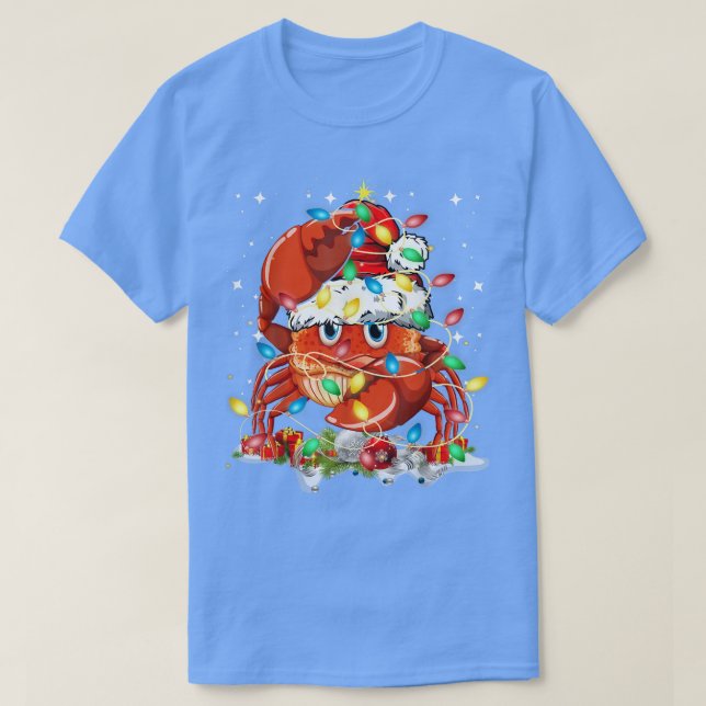 Camiseta Funny Crab Christmas Tree Lights  (Diseño del anverso)