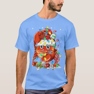 Camiseta Funny Crab Christmas Tree Lights 