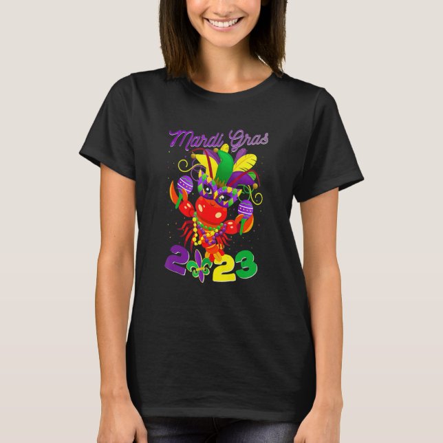 Camiseta Funny Crawfish Mardi Gras 2023 New Orleans Beads C (Anverso)