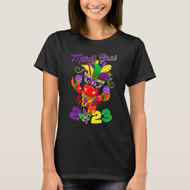 Camiseta Funny Crawfish Mardi Gras 2023 New Orleans Beads C (Anverso)