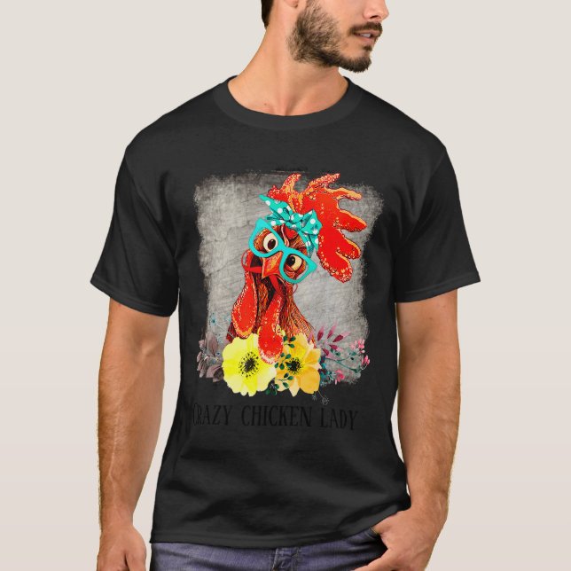 Camiseta Funny Crazy Chicken Lady Word Art  (Anverso)