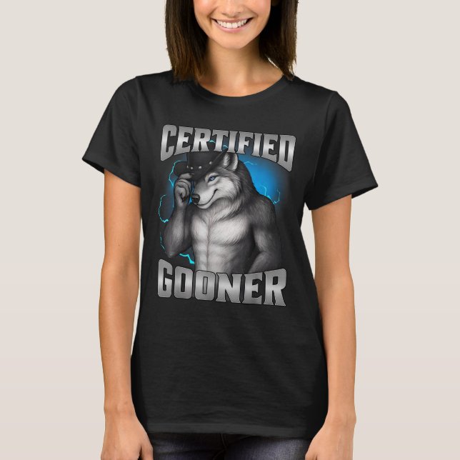 Camiseta Funny Cringe Sigma Wolf Certified Gooner  (Anverso)