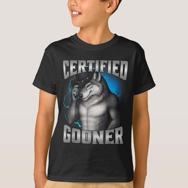 Camiseta Funny Cringe Sigma Wolf Certified Gooner  (Anverso)