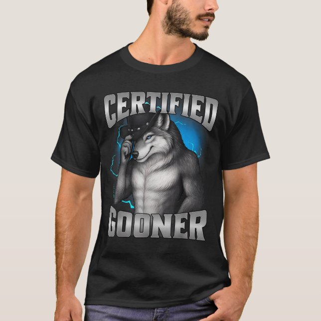 Camiseta Funny Cringe Sigma Wolf Certified Gooner  (Anverso)
