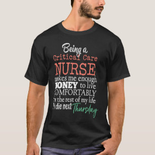 Camiseta Funny Critical Care Enfermería Salary Chiste prese