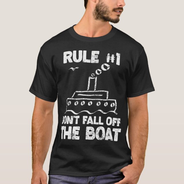 Camiseta Funny Cruise Design Rule No. 1 Don'T Fall Off The  (Anverso)