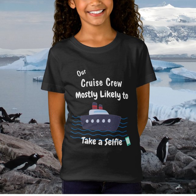 Camiseta  Funny Cruise Kids Take Selfie Personalize  (Customize front of shirt)
