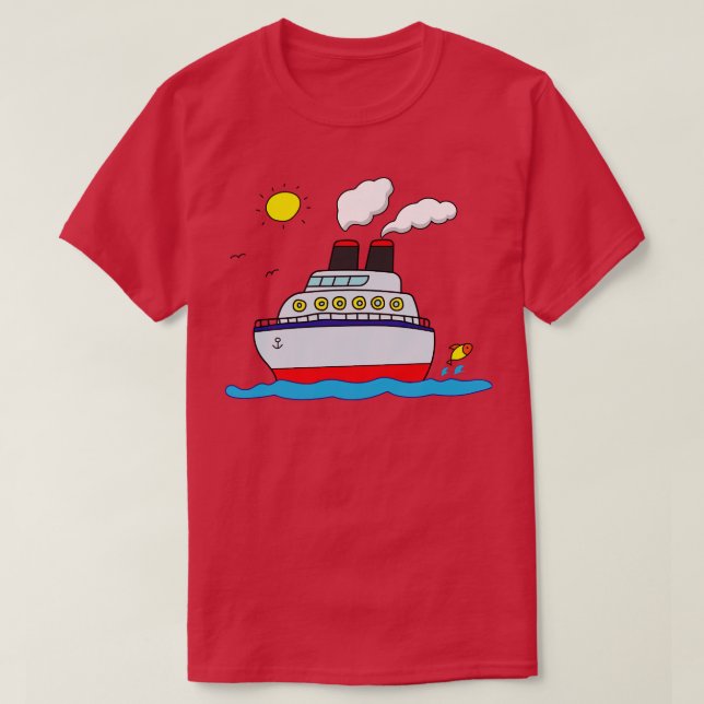 Camiseta Funny Cruise Ship Vela En El Mar (Diseño del anverso)