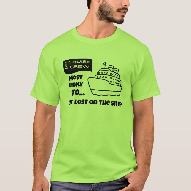 Camiseta Funny Cruise shirt Most Likely To Get Lost On Ship (Anverso)