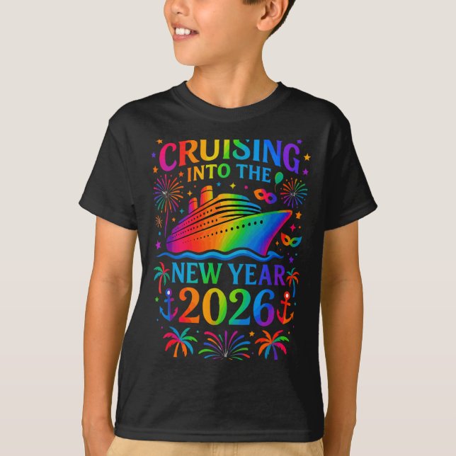 Camiseta Funny Cruising Into 2026 New Year Ship Vacation Fa (Anverso)