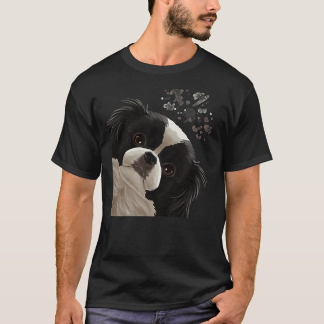 Camiseta Funny Curious Dog Japanese Chin (Anverso)