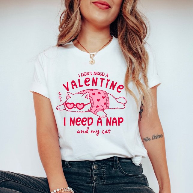 Camiseta Funny Custom Valentine Nap and Cat T-Shirt (Subido por el creador)