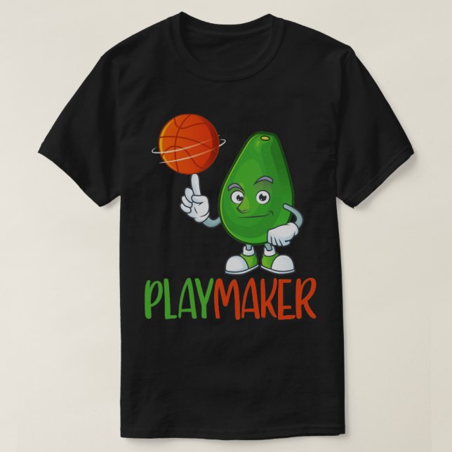 Camiseta Funny Cute Aguacate Basketball Playmaker (Diseño del anverso)