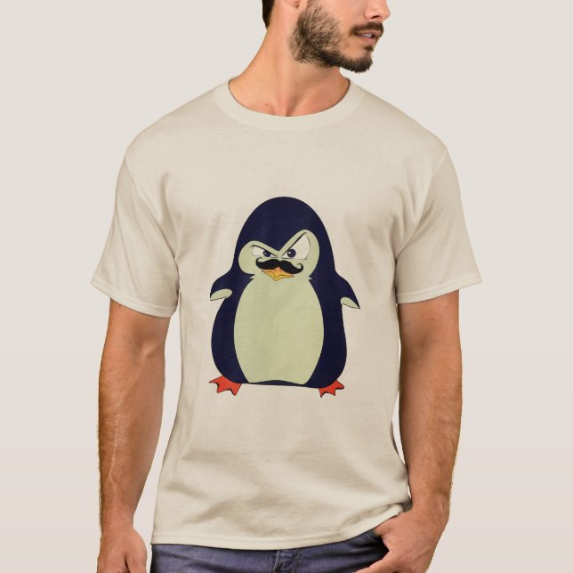 Camiseta Funny Cute Blue Mint Orange Angry Penguin (Anverso)