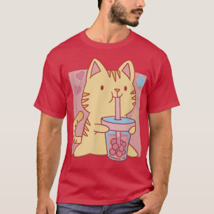 CAMISETA FUNNY CUTE BOBA TEA CAT KAWAII NEKO ANIME CHICAS