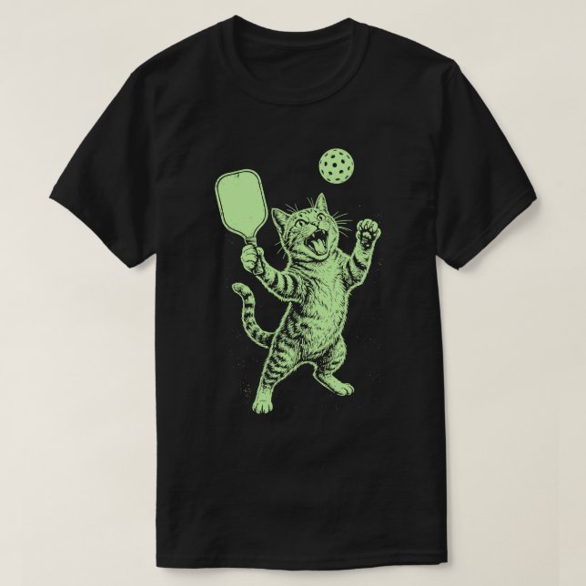 Camiseta Funny Cute Cat Playing Pickleball Kitty Paddle  (Diseño del anverso)