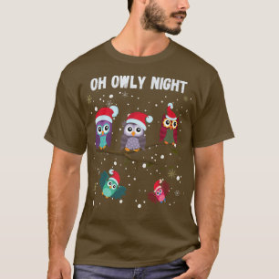 Camiseta Funny Cute Christmas Owls in Santa Hats Oh Holy Ow