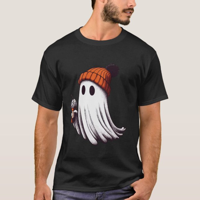 Camiseta Funny Cute Ghost Coffee Lover Pumpkin Tarde Hallow (Anverso)