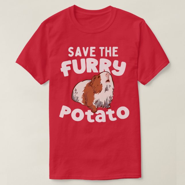 Camiseta Funny Cute Guinea Pig Save The Furry Potato Premiu (Diseño del anverso)