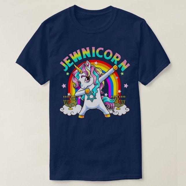 Camiseta Funny Cute Hanukkah 2021 Rainbow Unicorn (Diseño del anverso)