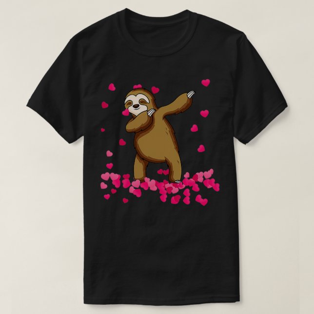 Camiseta Funny Cute Sloth Dabbing Día de San Valentín (Diseño del anverso)