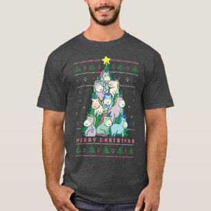 Camiseta Funny Cute Unicorns Christmas Tree Merry Christmas