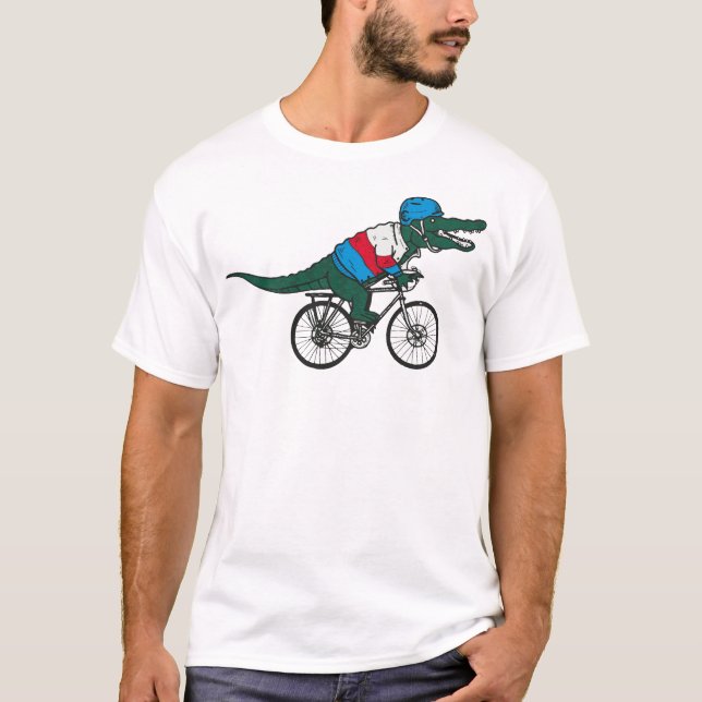 Camiseta Funny Cycling Alligator T-Shirt – Cute Crocodile  (Anverso)