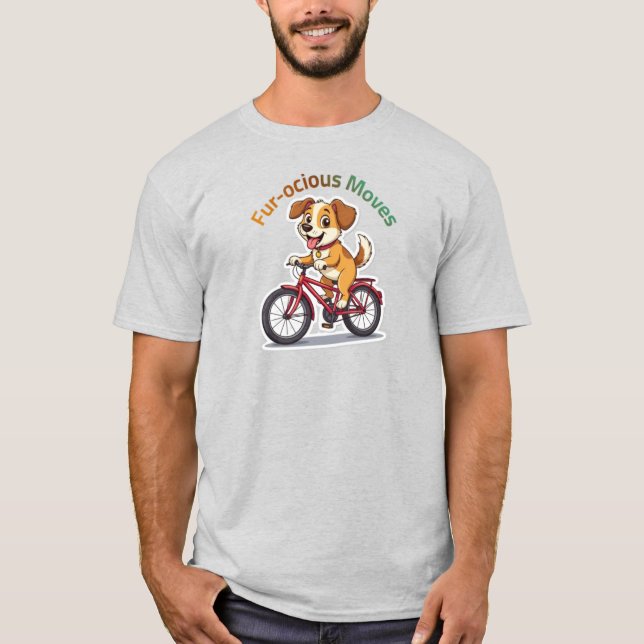 Camiseta **Funny Cycling Dog – Cute Dog Riding a Bicycle Il (Anverso)