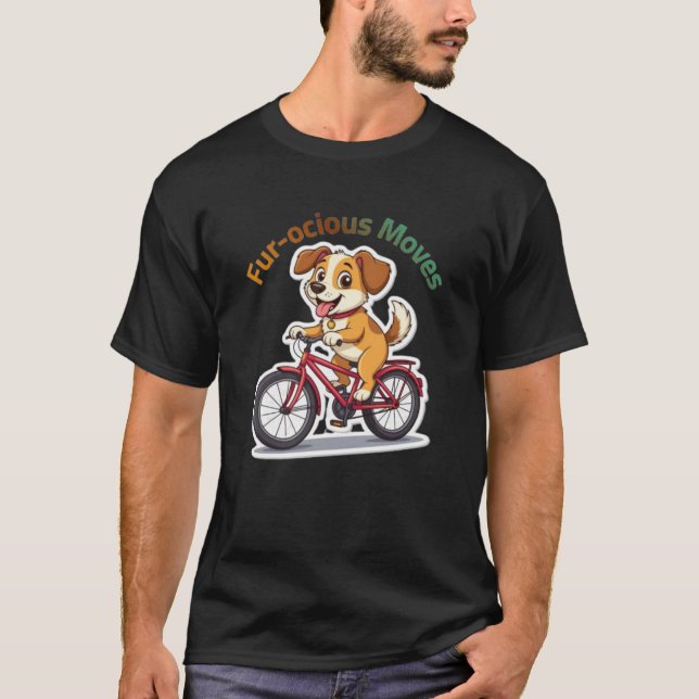 Camiseta **Funny Cycling Dog – Cute Dog Riding a Bicycle Il (Anverso)