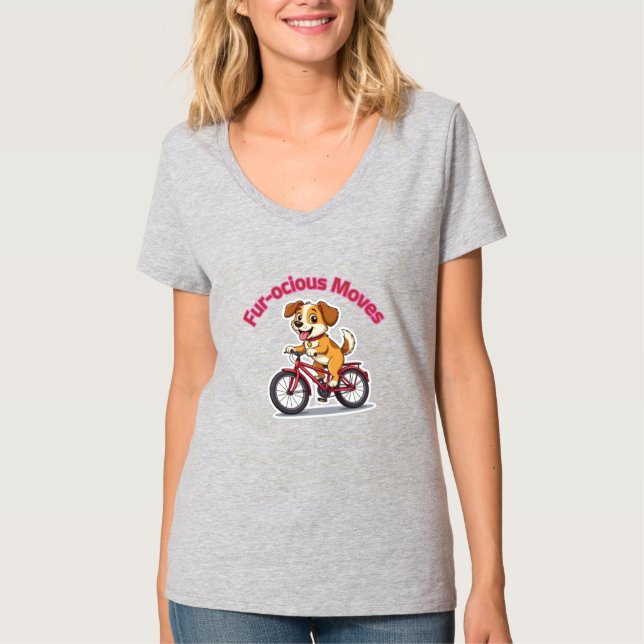 Camiseta **Funny Cycling Dog – Cute Dog Riding a Bicycle Il (Anverso)