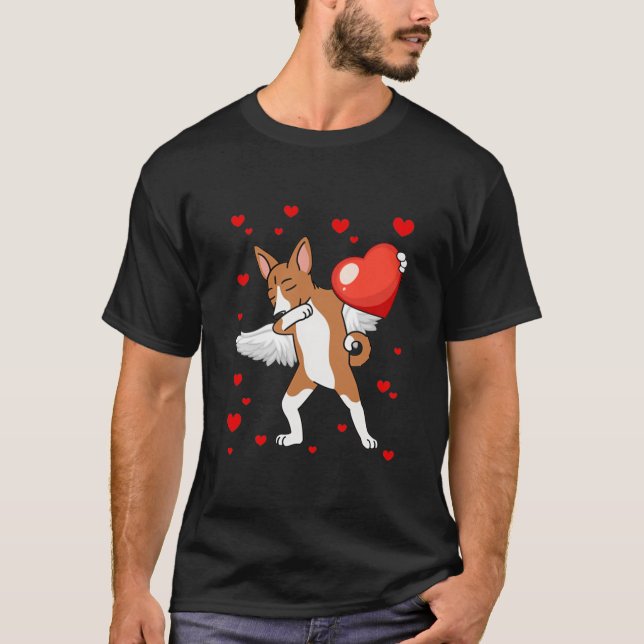 Camiseta Funny Dabbing Basenji El día de San Valentín del c (Anverso)