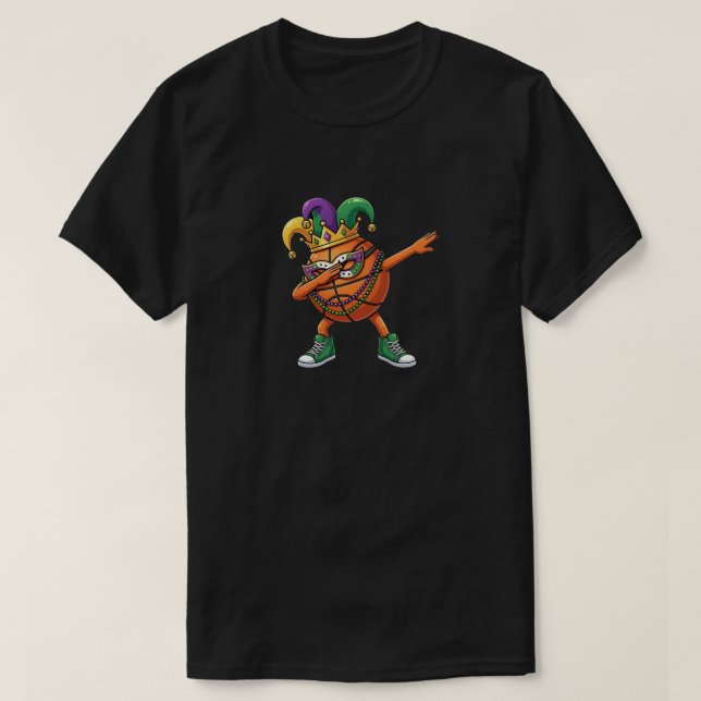 Camiseta Funny Dabbing Basketball Ball Mardi Gras Jester  (Diseño del anverso)