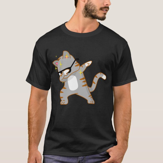 Camiseta Funny Dabbing Cat Kitty with Shades Humor Shirt  (Anverso)