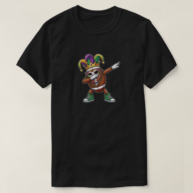 Camiseta Funny Dabbing football Ball Mardi Gras Jester Hat  (Diseño del anverso)