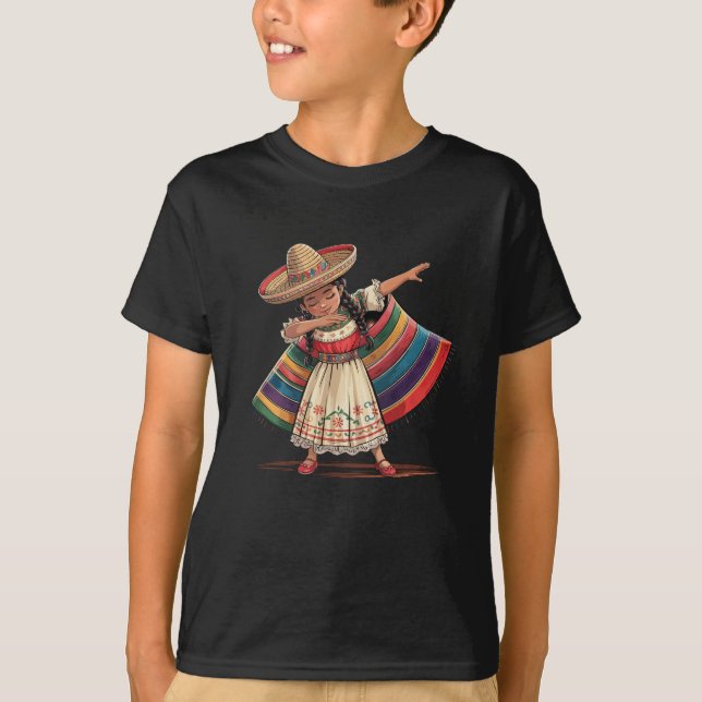 Camiseta Funny Dabbing mexicano Poncho Sombrero Cinco de ma (Anverso)