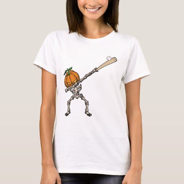 Camiseta Funny Dabbing Pumpkin Head Baseball Gift Idea (Anverso)