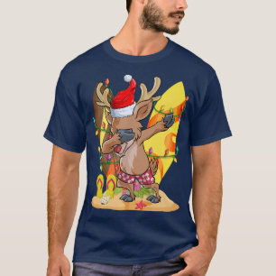 Camiseta Funny Dabbing Reindeer Hawaii Summer Merry Christm