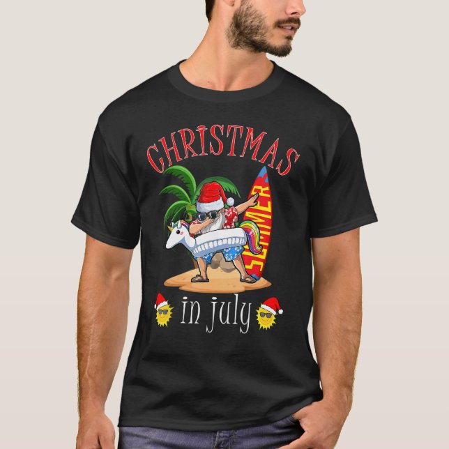 Camiseta Funny Dabbing Santa Christmas in July Santa Hawaii (Anverso)