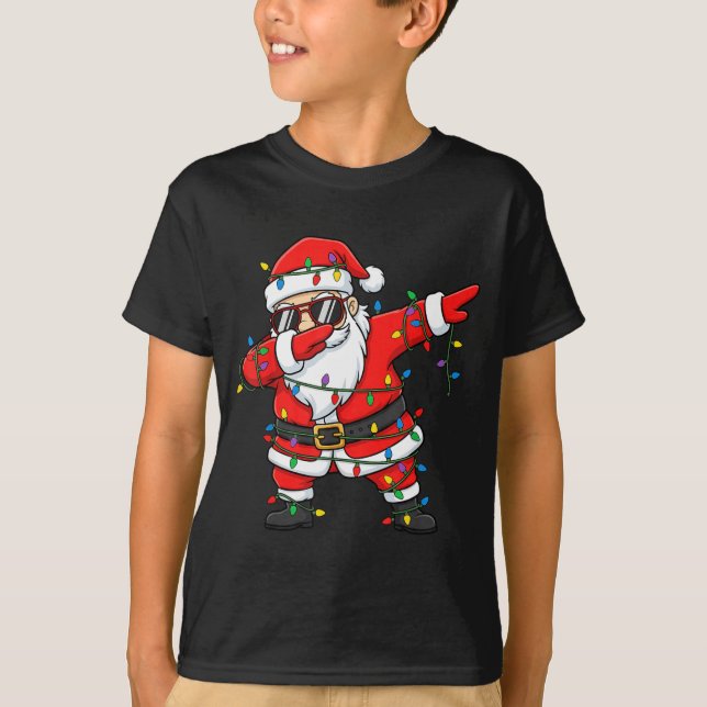 Camiseta Funny Dabbing Santa Xmas Lights Men Boys Girls Chr (Anverso)