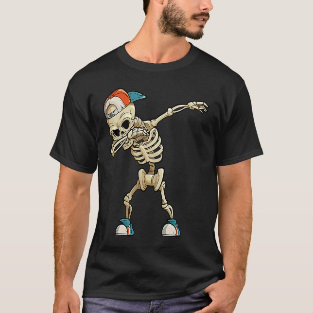 Camiseta Funny Dabbing Skeleton Scary Fright Night Hallowee (Anverso)