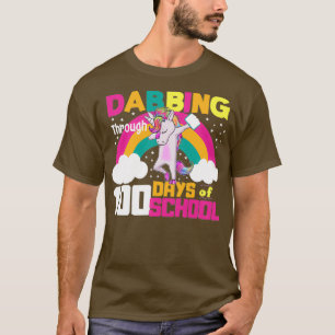 Camiseta Funny Dabbing Through 100 Days of School unicon