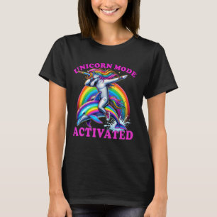 Camiseta Funny Dabbing Unicorn Dolphin Unicorn Modo Activat