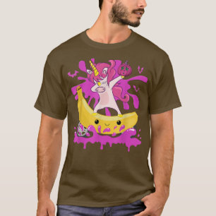 Camiseta Funny Dabbing Unicornio viajando en bicicleta bana