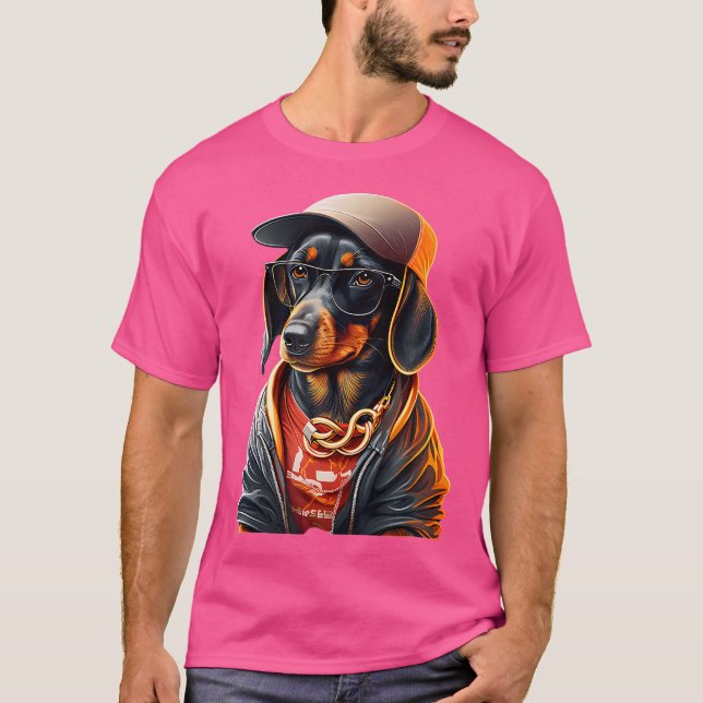 Camiseta Funny Dachshund Cute Rap Hip Hop Rb (Anverso)