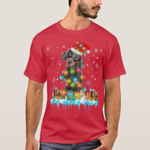 Camiseta Funny Dachshund Dog Tree Christmas Lights Xmas Paj