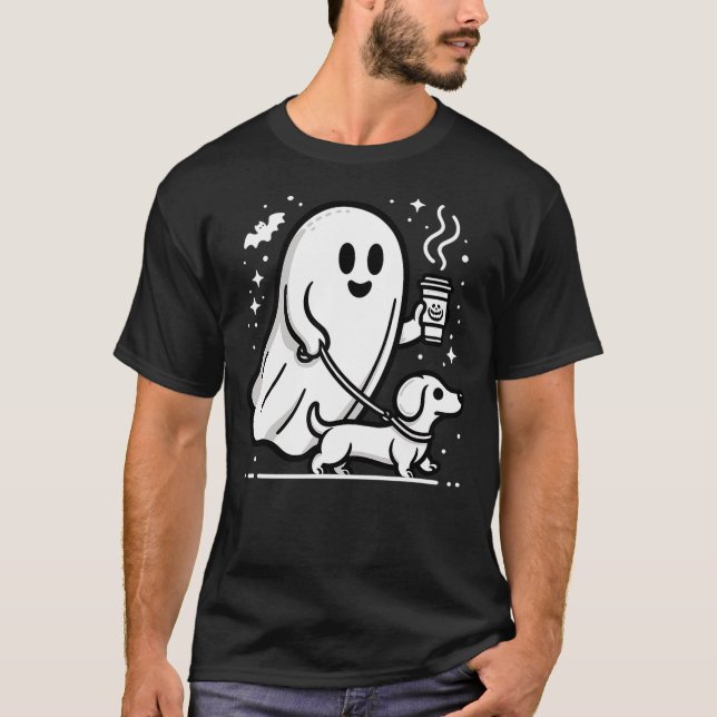 Camiseta Funny Dachshund Ghost Halloween Spooky Season Ween (Anverso)